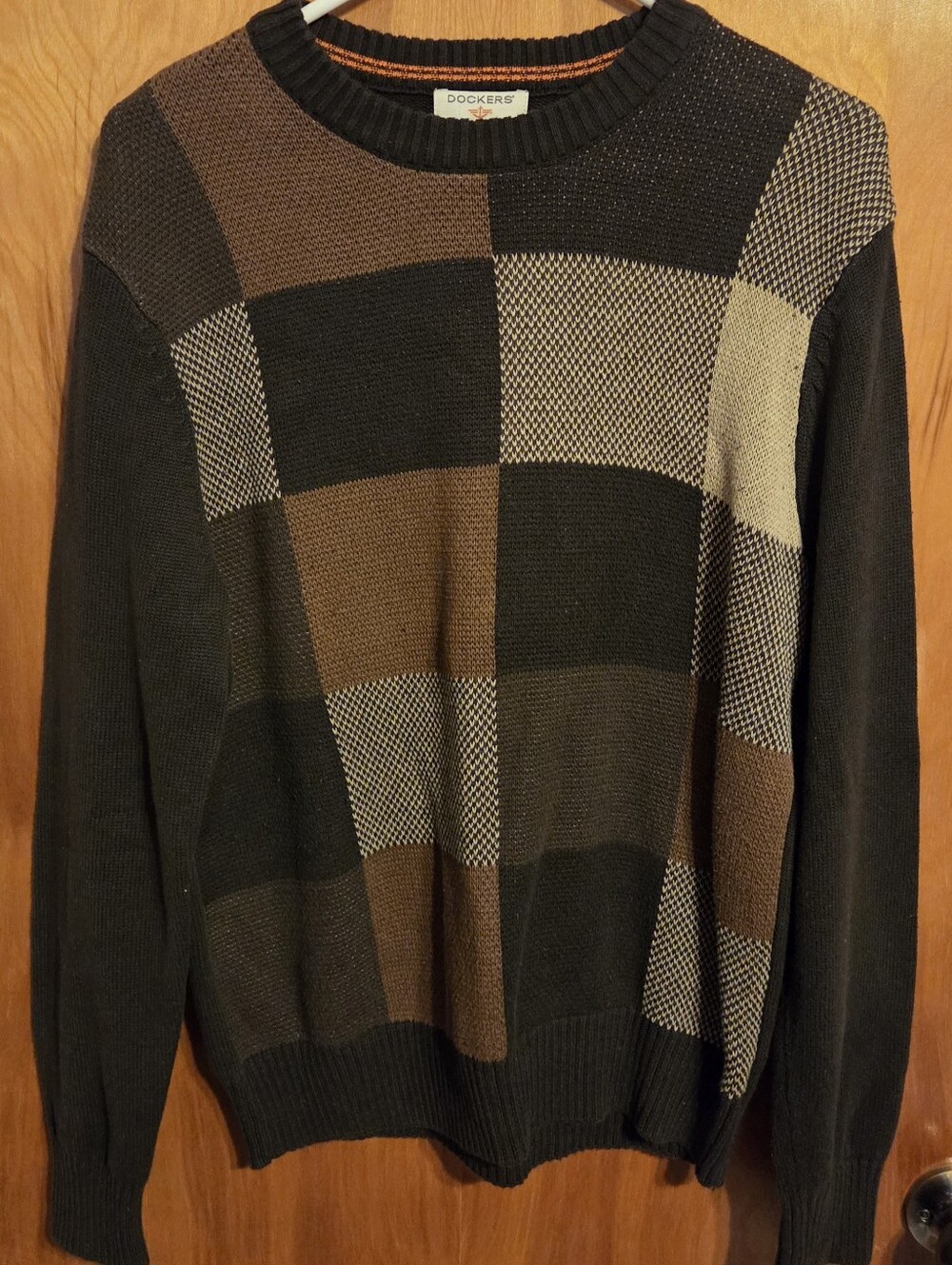 Dockers Geometric Sweater Mens Black Brown Gray Unique Retro Style Size S